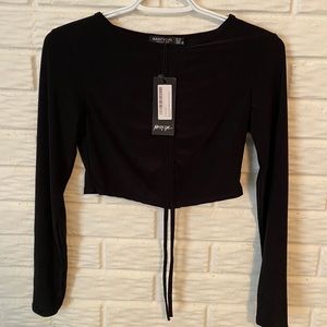 NWT Nasty Gal Long Sleeve Crop Tie Top